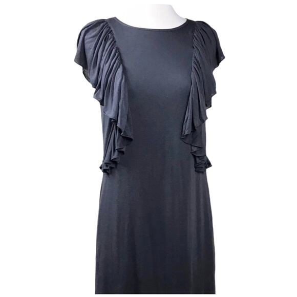 DEVELOPMENT ERICA DAVIES Brown Shift Jersey Dress Flutter Sleeve Viscose Silk 0 - Picture 8 of 9